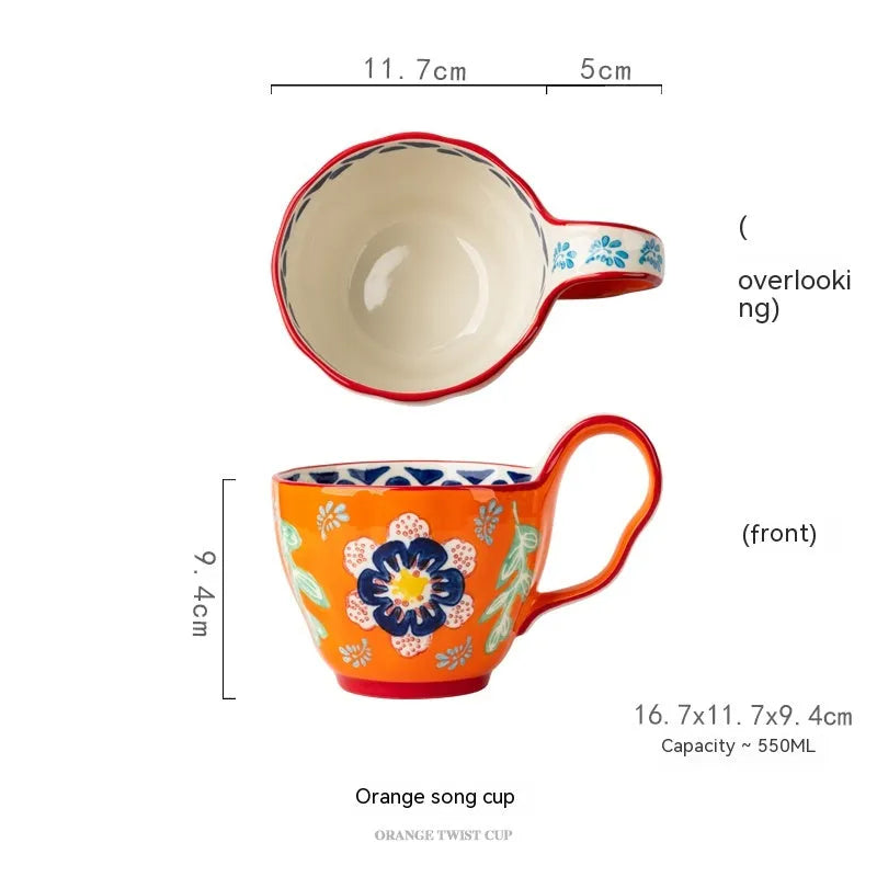 Handmade Large Capacity Painted Irregular Cups - Bellarte Enchanté Handmade Large Capacity Painted Irregular Cups